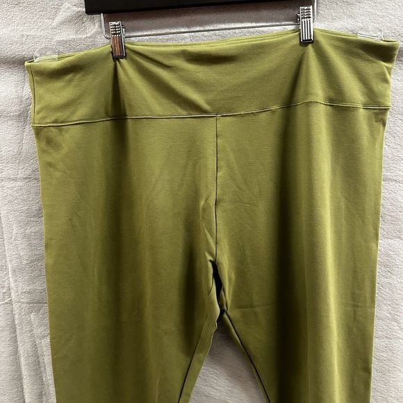 Soft Surroundings Leggings Plus Size 3X Olive Green Pullon Stretch Cropped - Picture 2 of 9